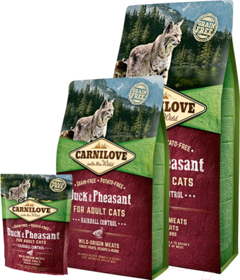 Сухой корм для кошек Carnilove Duck & Pheasant for Adult Cats Hairball Control / 512355 (400г)