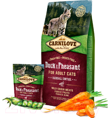 Сухой корм для кошек Carnilove Duck & Pheasant for Adult Cats Hairball Control / 512355 (400г)