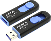 Usb flash накопитель A-data DashDrive UV128 Black/Blue 64GB (AUV128-64G-RBE) - 