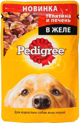 Влажный корм для собак Pedigree Для взрослых собак всех пород с телятиной и печенью в желе (100г)