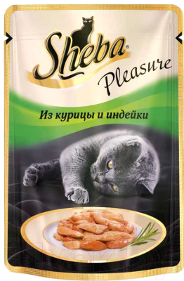 Влажный корм для кошек Sheba Pleasure с курицей и индейкой (85г)