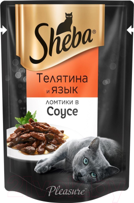 Влажный корм для кошек Sheba Pleasure Ломтики из телятины и языка в соусе (85г)