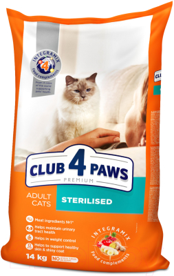 Сухой корм для кошек Club 4 Paws Premium для стерилизованных кошек (14кг)
