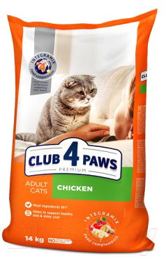 Сухой корм для кошек Club 4 Paws Premium с курицей (14кг)