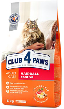 Сухой корм для кошек Club 4 Paws Premium для кошек с эффектом выведения шерсти (5кг)