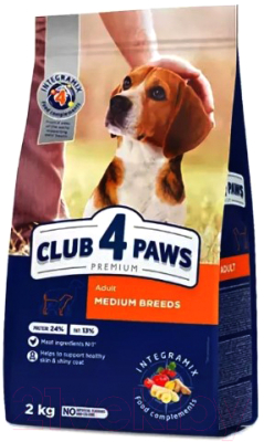 Сухой корм для собак Club 4 Paws Premium для взрослых собак средних пород (2кг)