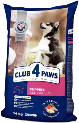 Сухой корм для собак Club 4 Paws Premium для щенков всех пород с курицей (14кг)