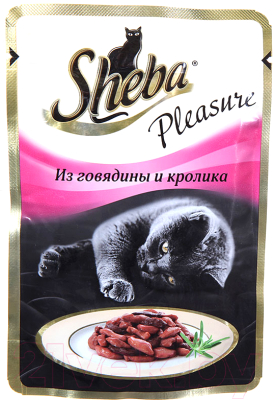 Влажный корм для кошек Sheba Pleasure с говядиной и кроликом (85г)
