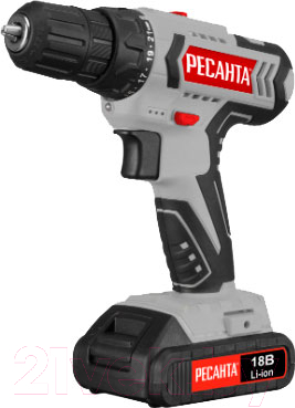 

Аккумуляторная дрель-шуруповерт Ресанта, ДА-18-2ЛК