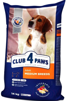 Сухой корм для собак Club 4 Paws Premium для взрослых собак средних пород (14кг)