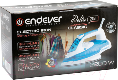 Утюг Endever Delta-206 (белый/голубой)