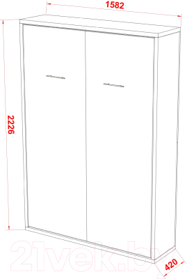 Шкаф-кровать трансформер Макс Стайл Kart 36мм 140x200 (белый базовый W908 ST2)