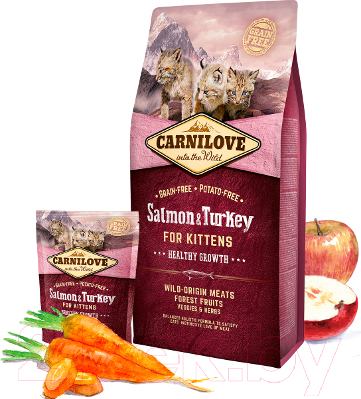 Сухой корм для кошек Carnilove For Kittens with Salmon & Turkey / 512232 (400г)