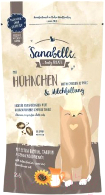 Лакомство для кошек Bosch Petfood Sanabelle Crispy pads. Chicken & Milk (55г)