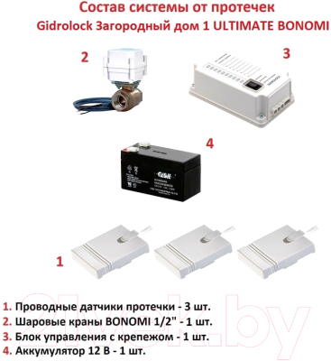 Система защиты от протечек Gidrolock Загородный дом 1 Ultimate Bonomi