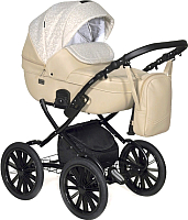 Детская универсальная коляска INDIGO Mio Plus 14 2 в 1 (Mi 02, светло-бежевая кожа/светло-бежевый узор) - 