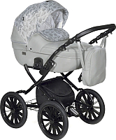 Детская универсальная коляска INDIGO Mio Plus 14 2 в 1 (Mi 03, светло-серая кожа/серый узор) - 