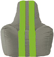Бескаркасное кресло Flagman Спортинг С1.1-343 (серый/салатовые полоски) - 
