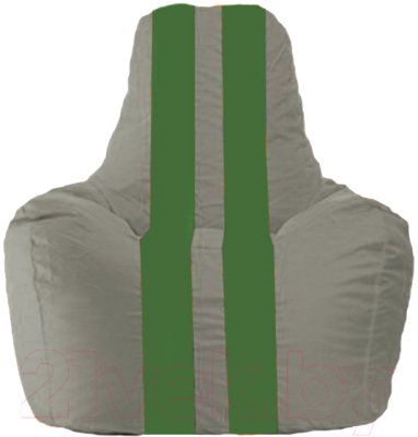 Бескаркасное кресло Flagman Спортинг С1.1-339 (серый/зеленые полоски)