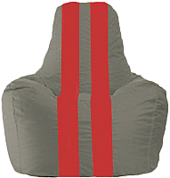 Бескаркасное кресло Flagman Спортинг С1.1-332 (серый/красные полоски) - 