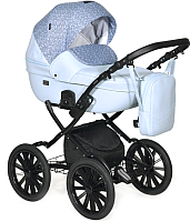 Детская универсальная коляска INDIGO Mio Plus 14 2 в 1 (Mi 05, светло-голубая кожа/голубой узор) - 