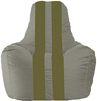 Бескаркасное кресло Flagman Спортинг С1.1-341 (серый/оливоквые полоски) - 