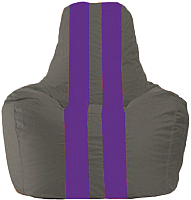Бескаркасное кресло Flagman Спортинг С1.1-352 (серый/фиолетовые полоски) - 