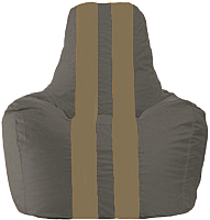 Бескаркасное кресло Flagman Спортинг С1.1-368 (тёмно-серый/бежевые полоски) - 