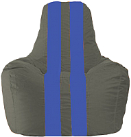 Бескаркасное кресло Flagman Спортинг С1.1-367 (тёмно-серый/синие полоски) - 