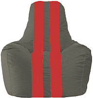Бескаркасное кресло Flagman Спортинг С1.1-362 (тёмно-серый/красные полоски) - 