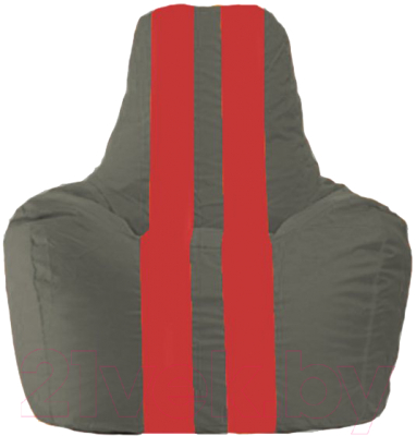 Бескаркасное кресло Flagman Спортинг С1.1-362 (тёмно-серый/красные полоски)