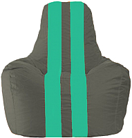 Бескаркасное кресло Flagman Спортинг С1.1-465 (тёмно-серый/бирюзовые полоски) - 