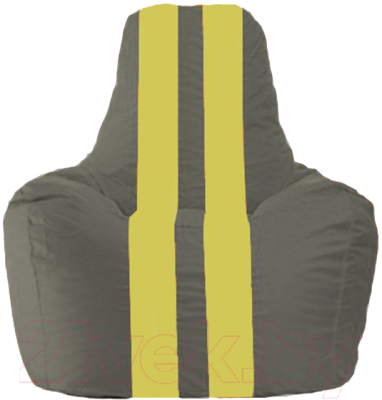Бескаркасное кресло Flagman Спортинг С1.1-360 (тёмно-серый/желтые полоски)