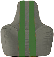 Бескаркасное кресло Flagman Спортинг С1.1-361 (тёмно-серый/зеленые полоски) - 