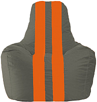 Бескаркасное кресло Flagman Спортинг С1.1-363 (тёмно-серый/оарнжевые полоски) - 