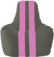 Бескаркасное кресло Flagman Спортинг С1.1-364 (тёмно-серый/розовые полоски) - 