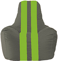 Бескаркасное кресло Flagman Спортинг С1.1-356 (тёмно-серый/салатовые полоски) - 