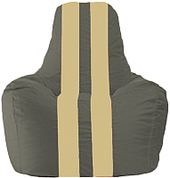 Бескаркасное кресло Flagman Спортинг С1.1-365 (тёмно-серый/светло-бежевые полоски) - 
