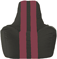 Бескаркасное кресло Flagman Спортинг С1.1-394 (чёрный/бордовые полоски) - 