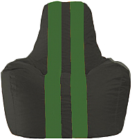 Бескаркасное кресло Flagman Спортинг С1.1-397 (чёрный/зеленые полоски) - 