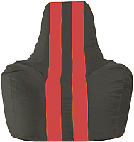 Бескаркасное кресло Flagman Спортинг С1.1-467 (чёрный/красные полоски) - 