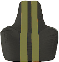 Бескаркасное кресло Flagman Спортинг С1.1-399 (чёрный/оливковые полоски) - 