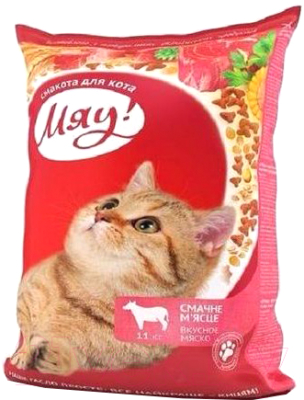 Сухой корм для кошек Мяу! С мясом (11кг)