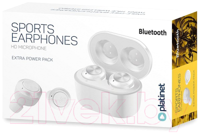 Беспроводные наушники Platinet PM1085W Bluetooth + зарядный футляр (белый)