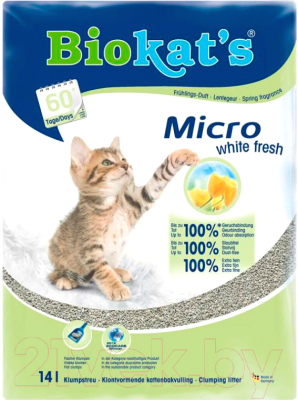 Наполнитель для туалета Biokat's Micro White Fresh (14кг)