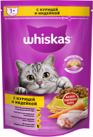 Сухой корм для кошек Whiskas Вкусные подушечки с нежным паштетом с курицей и индейкой (350г) - 
