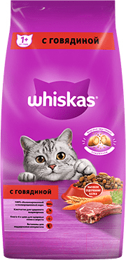 Сухой корм для кошек Whiskas Вкусные подушечки с нежным паштетом с говяд., ягнен. и кроликом (5кг)