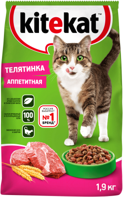 Сухой корм для кошек Kitekat Телятинка аппетитная (1.9кг)