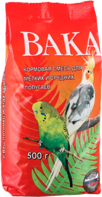 Корм для птиц ВАКА Для средних и мелких попугаев в пакете (0.5кг)