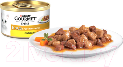 Влажный корм для кошек Гурмэ Gold с курицей и печенью (85г)